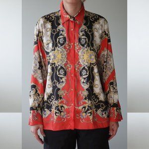 Zara Paisley Print Red Shirt Size S
